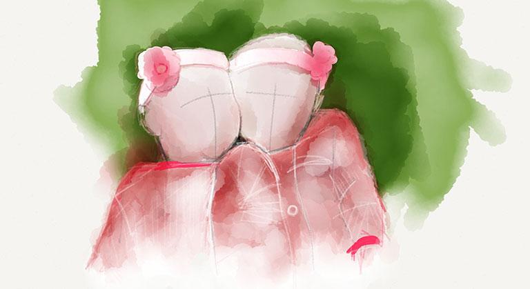 Rosebud twins' portrait