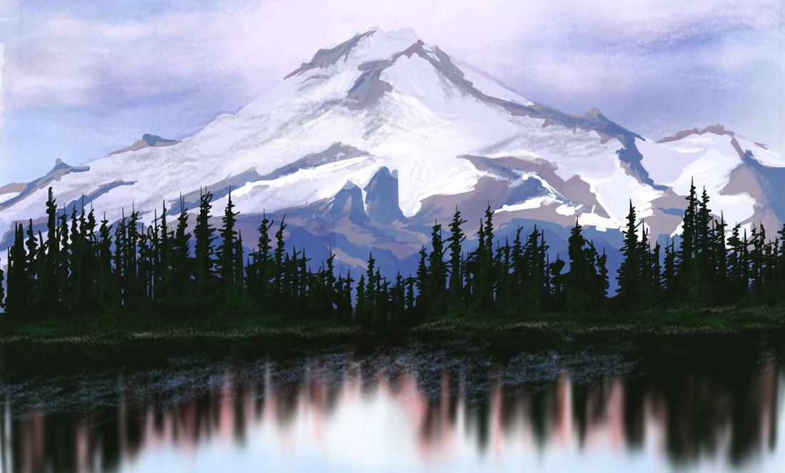 sunset landscape painted with Pencil