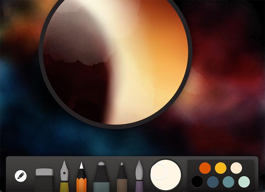 screenshot of lightening a planet with white watercolor