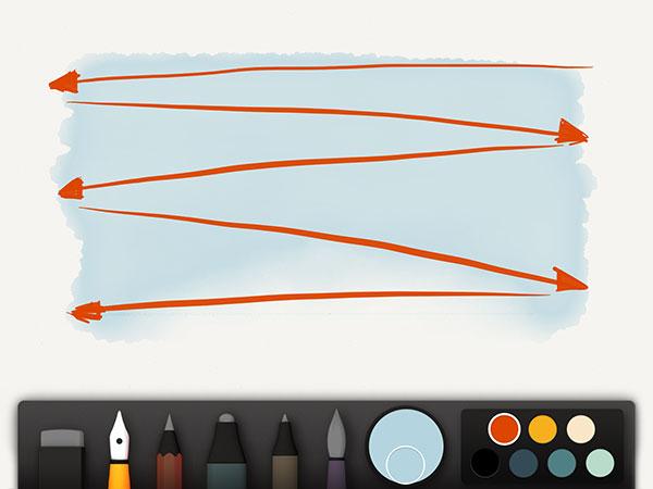 screenshot showing sky stroke direction with arrows