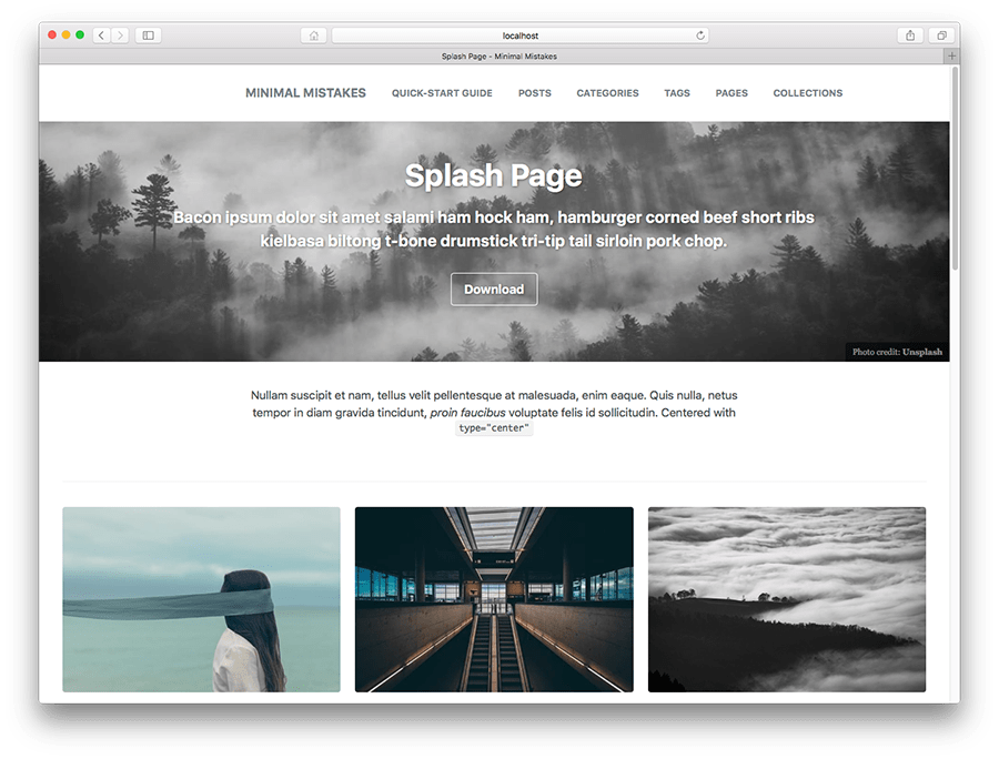 splash layout example