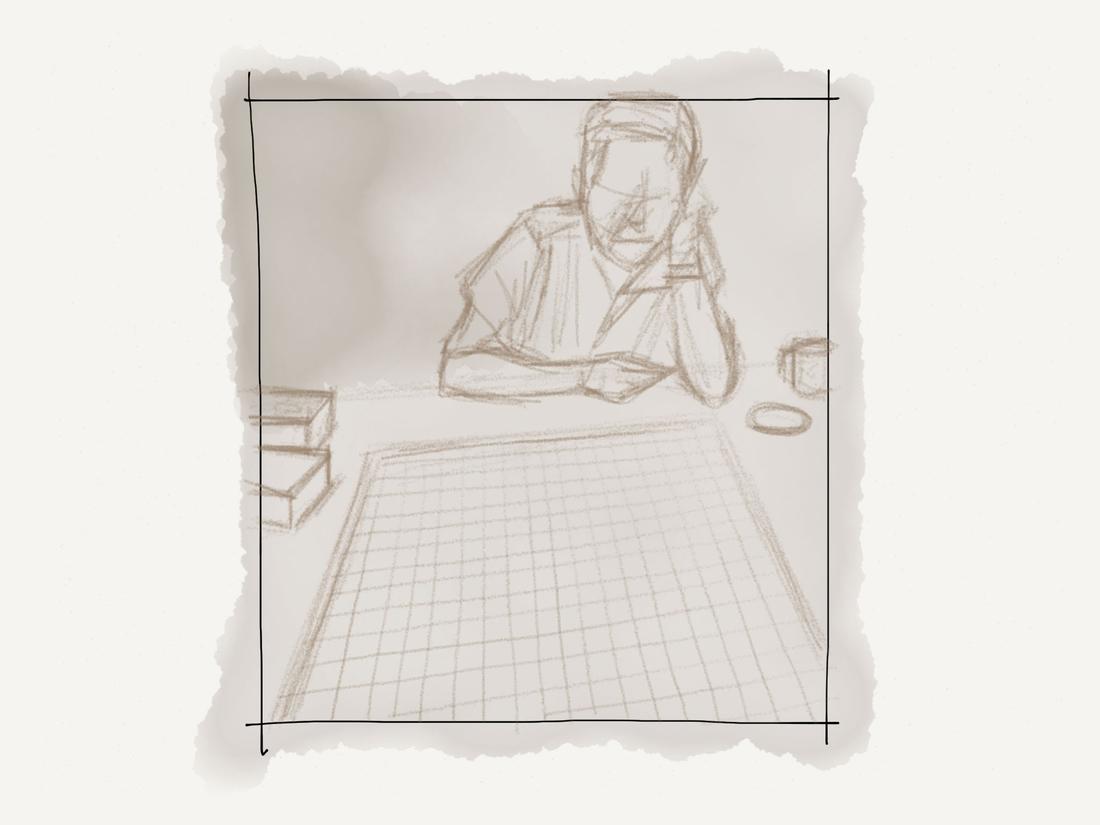 watercolor and pencil outline