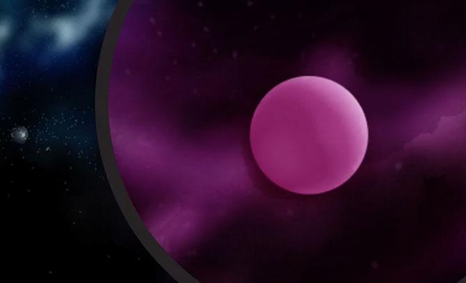 screenshot of glazing a planet with violet watercolor