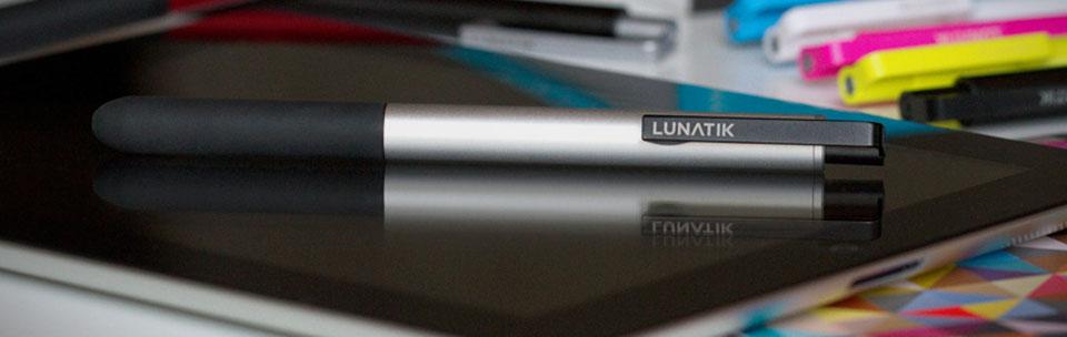 LunaTik Touch Pen Alloy on top of an iPad
