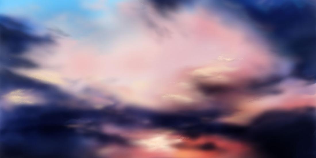 sunset clouds blended with Pencil