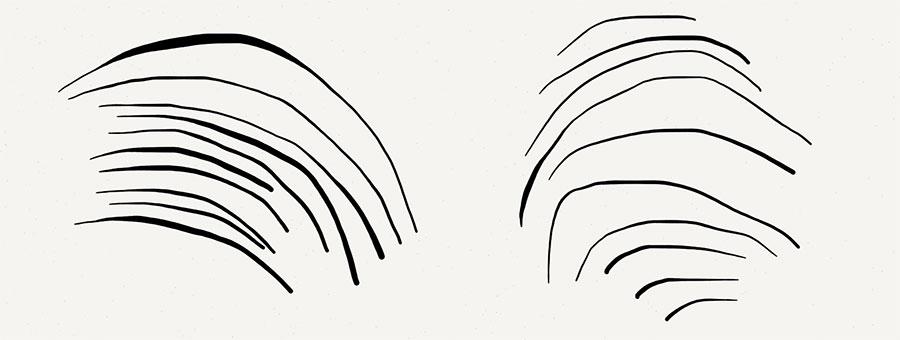 Contour hatching examples