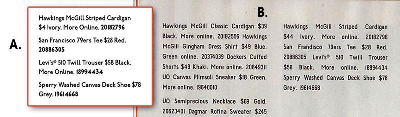 Urban Outfitters type comparison