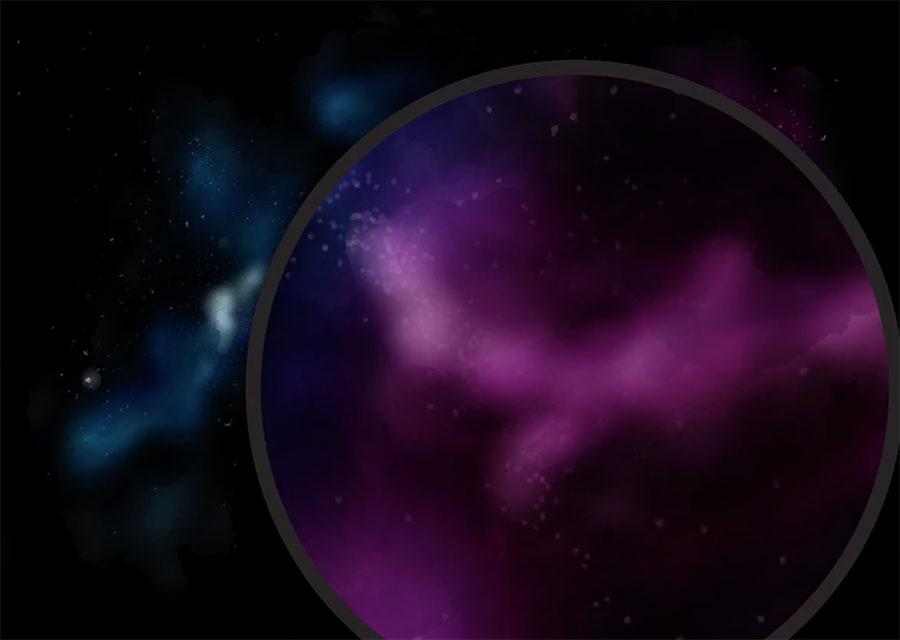 screenshot of stars glazed with violet watercolor