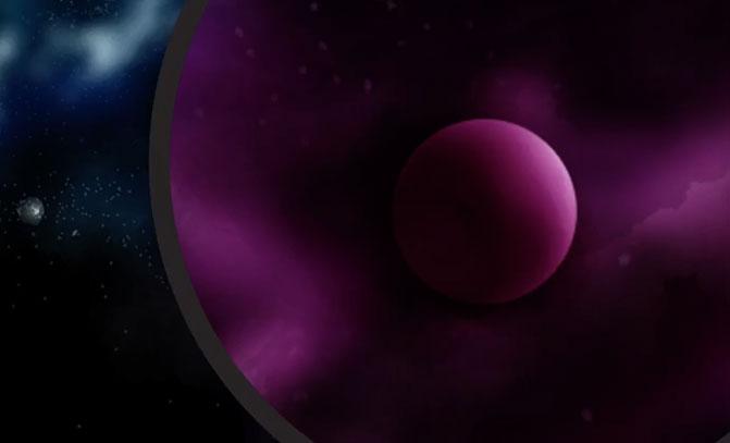 screenshot of glazing a planet with violet watercolor