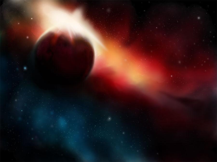 space scene with planets