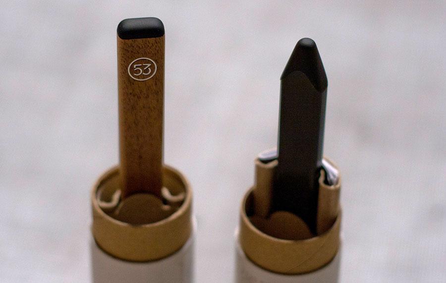 Walnut and Graphite FiftyThree Pencil models side by side