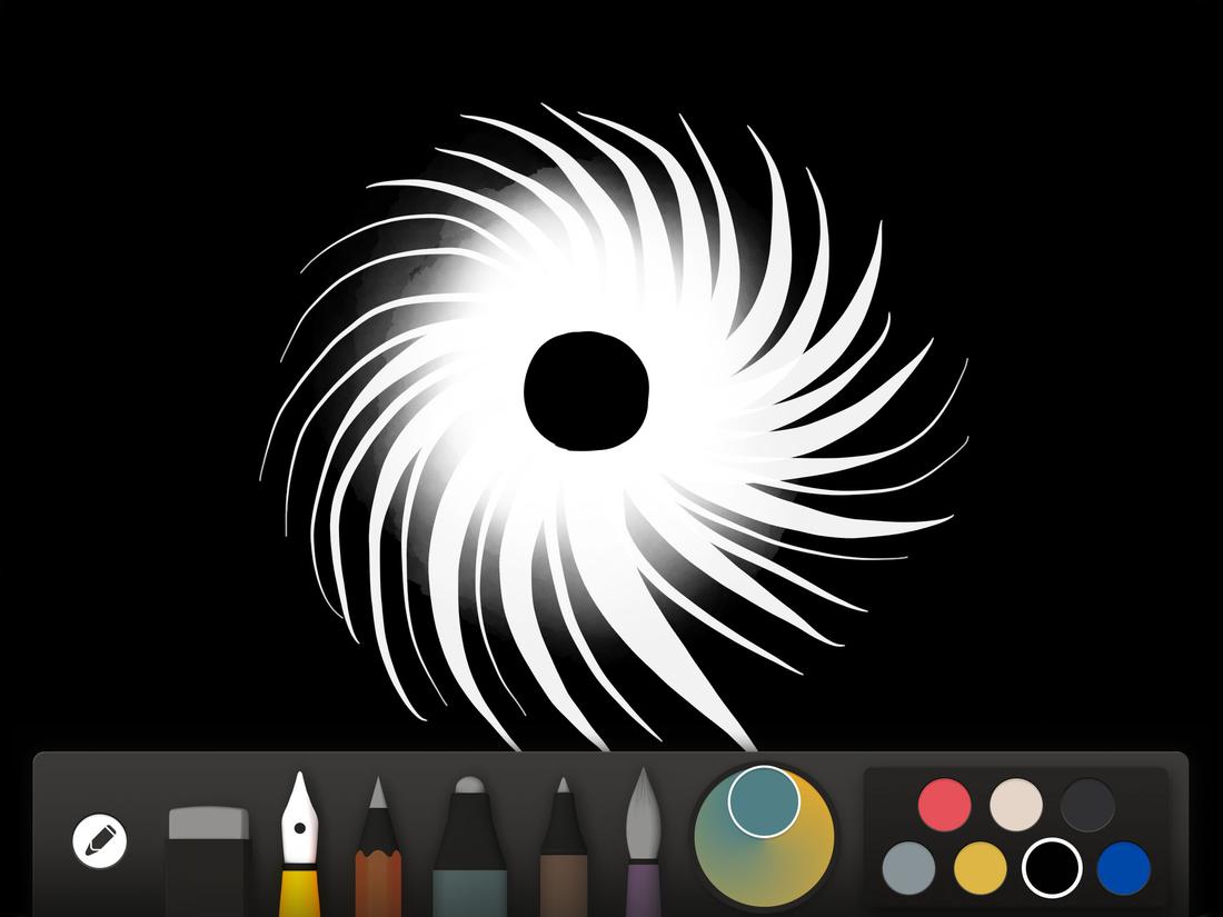 screenshot of drawing a black hole step 1