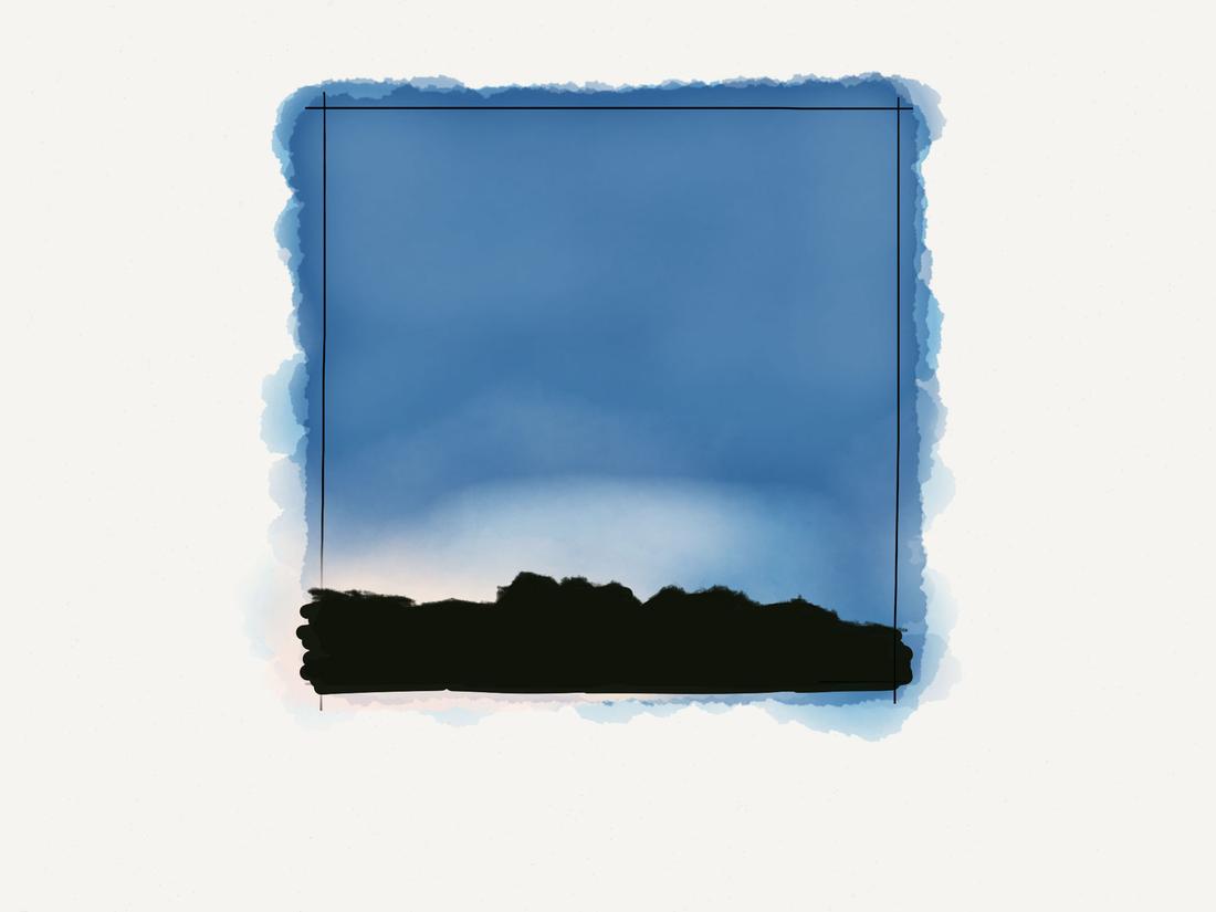 Painting the background with many layers of watercolor