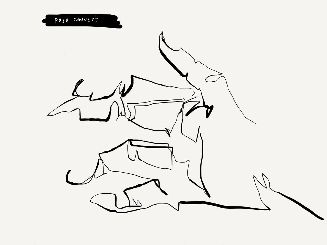 blind contour drawing of a hand drawn with a Pogo Connect