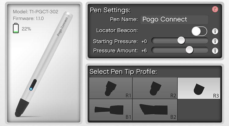 Pogo Connect app settings screen