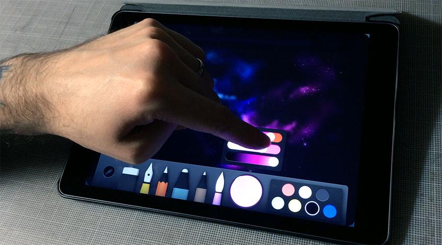 mixing a light color to create a planet with
