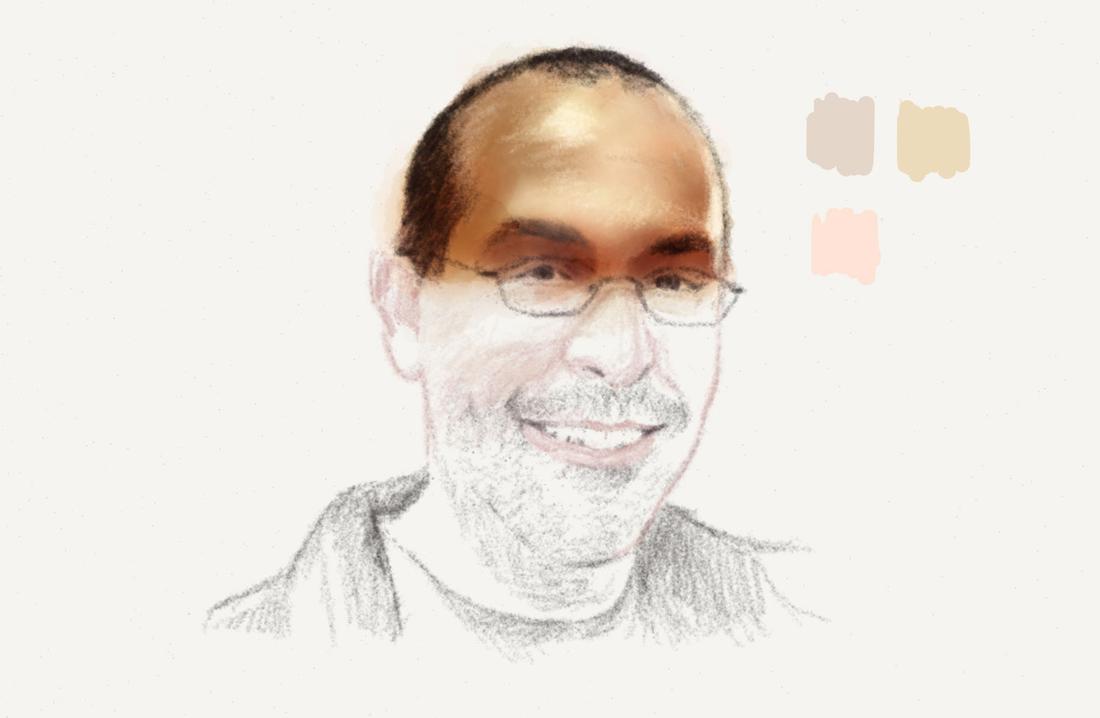 Applying more glazes to the forehead