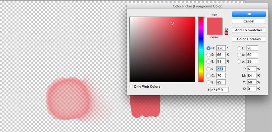 screenshot of sampled colors in Photoshop