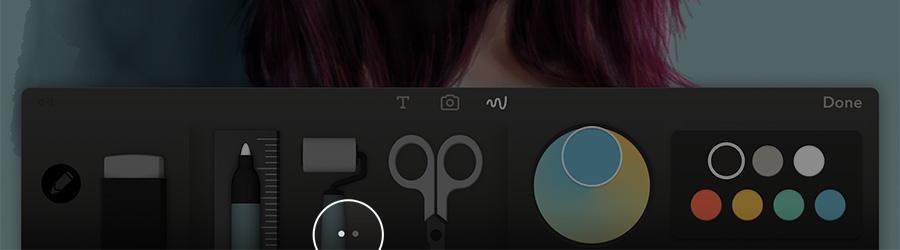 indicator dots beneath Paper tools