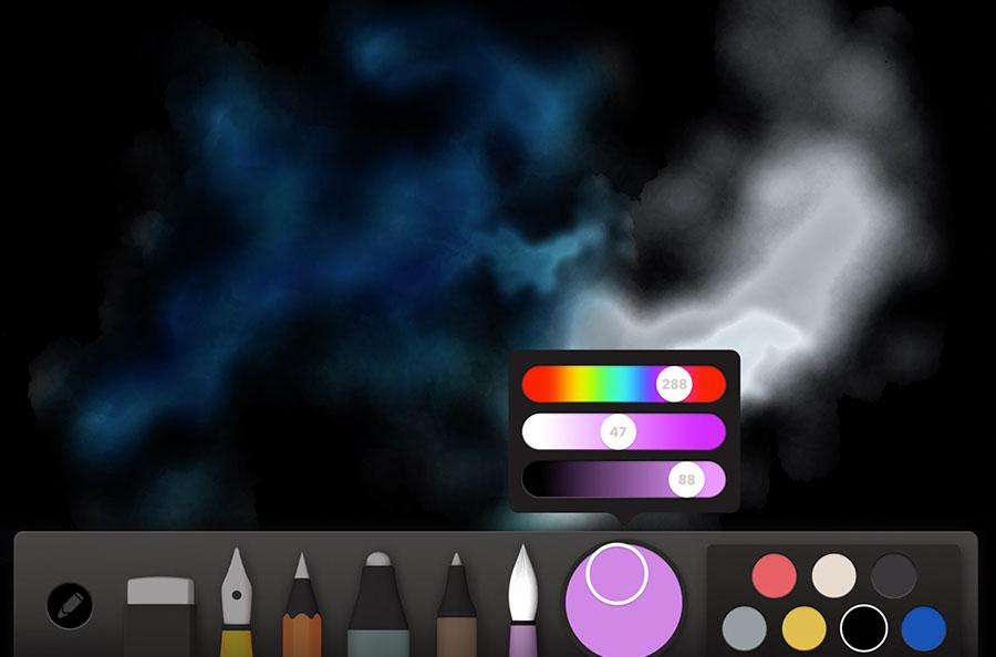 screenshot of mixing a fuchsia color