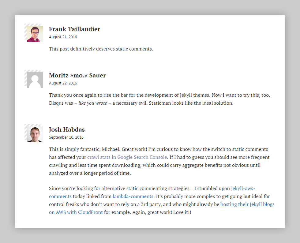 Example of parent comments