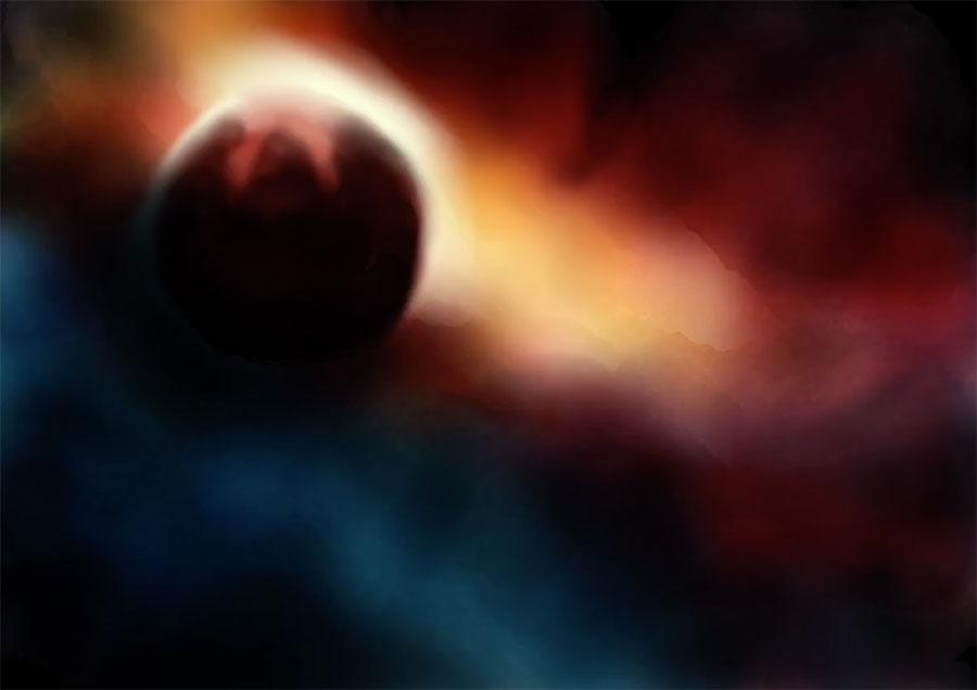 screenshot of a planet with the edges smudged