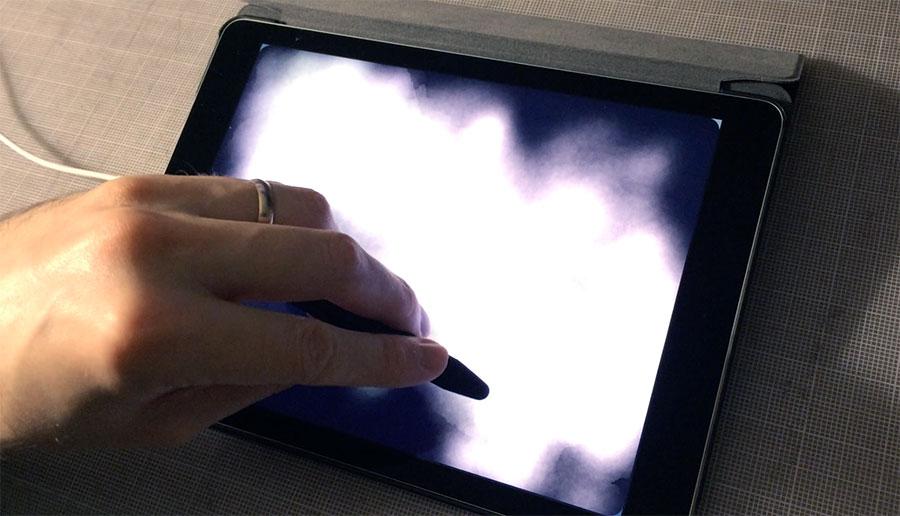 lightening the black background with white and Pencil