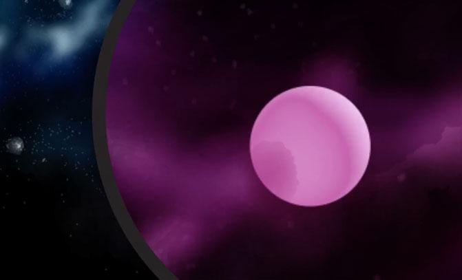 screenshot of glazing a planet with violet watercolor