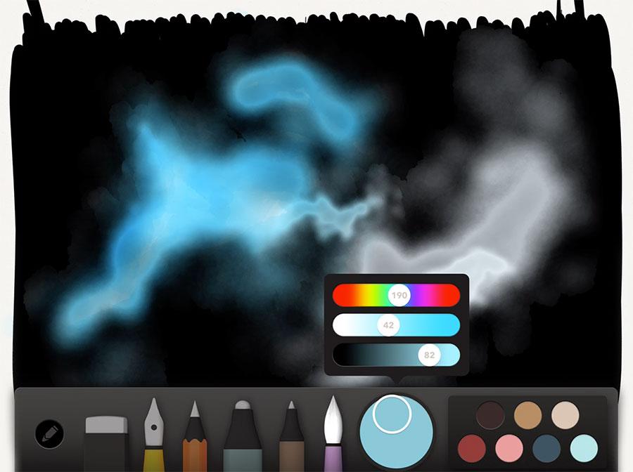 screenshot of painting a blue glaze