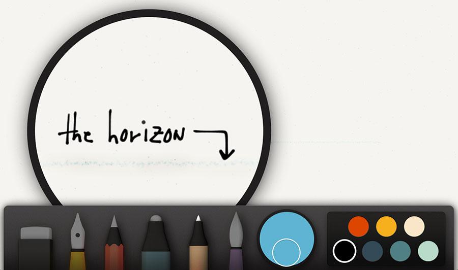 screenshot of pencil horizon line in blue