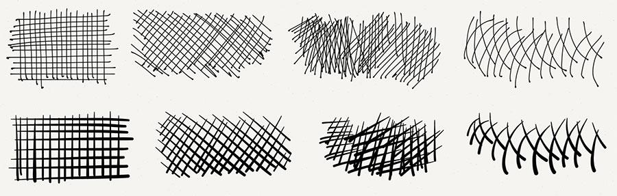 Cross hatching examples